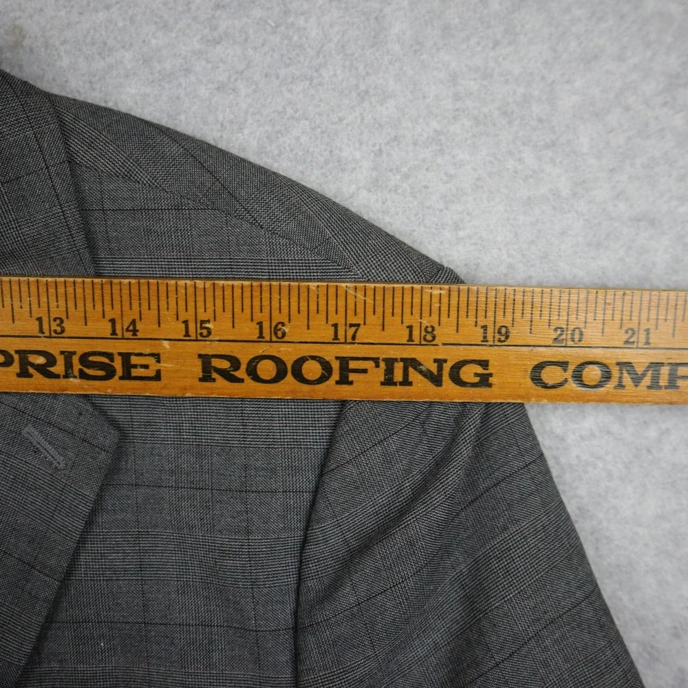 Perry Ellis Blazer Mens 44 Regular Very Slim Stretch Grey Glen Plaid Jacket Coat